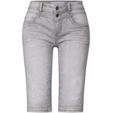 Street One - Bermuda Jeans - Lichtgrijs - Katoenmix - Casual Pasvorm