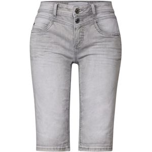 Street One - Bermuda Jeans - Lichtgrijs - Katoenmix - Casual Pasvorm