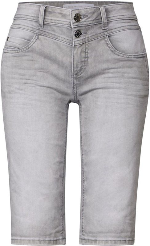 Street One - Bermuda Jeans - Lichtgrijs - Katoenmix - Casual Pasvorm