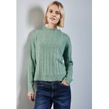 STREET ONE - Gebreide Trui - Sunlit Green Mel - Met Ribstructuur - Regular Fit