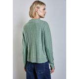 STREET ONE - Gebreide Trui - Sunlit Green Mel - Met Ribstructuur - Regular Fit