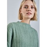STREET ONE - Gebreide Trui - Sunlit Green Mel - Met Ribstructuur - Regular Fit