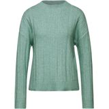 STREET ONE - Gebreide Trui - Sunlit Green Mel - Met Ribstructuur - Regular Fit
