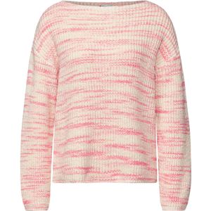 Street One - A303145 - Gebreide Damestrui - Zacht Beige - Boothals - Lange Mouwen