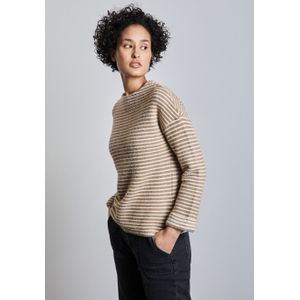 STREET ONE - Shirt - Honey Sand - Lange Mouwen - Tijdloze Streep-look