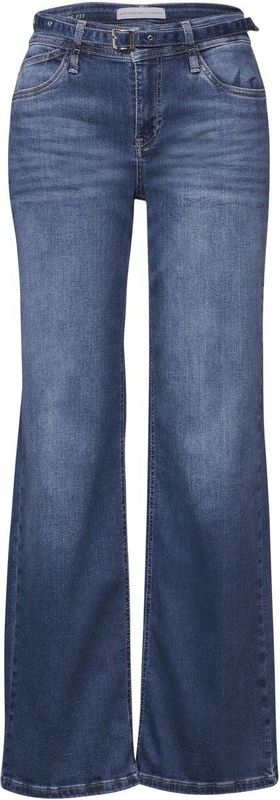 STREET ONE - Jeans - Mid Blue Soft Wash - Brede Pijpen - 28W / 30L