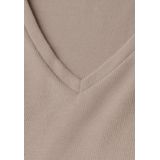 STREET ONE - Gebreide Trui - Honey Sand Mel - Met V-hals - Lange Mouwen