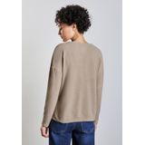 STREET ONE - Gebreide Trui - Honey Sand Mel - Met V-hals - Lange Mouwen