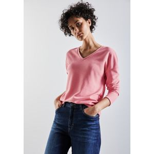Street One - T-shirt - Sugar Coral - Col in V - Manches longues