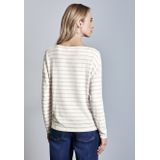 Street One - Gestreept Shirt - Beige - Dames - Met Folieprint
