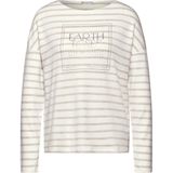 Street One - Gestreept Shirt - Beige - Dames - Met Folieprint