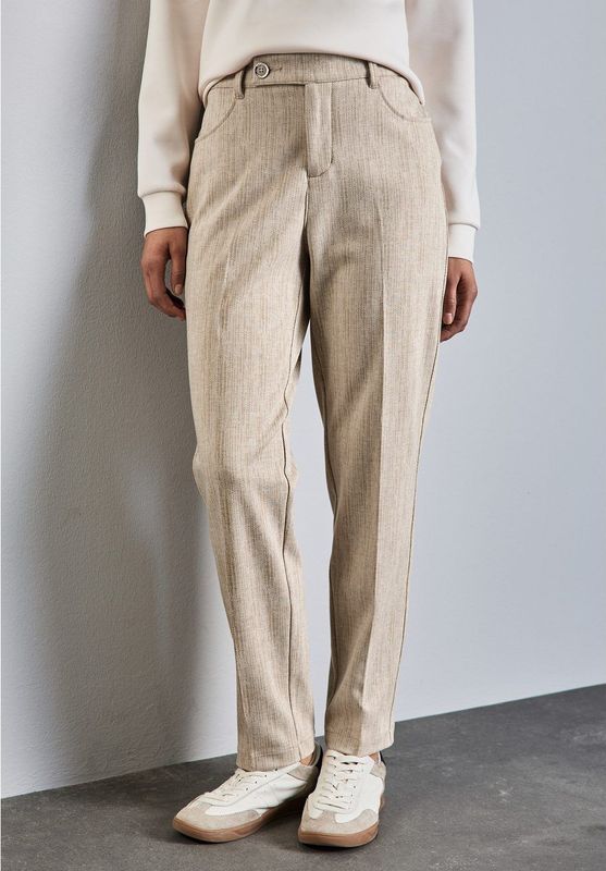 Chino Broek - Honey Sand - Met Riemlussen - Hoog Taillehoogte