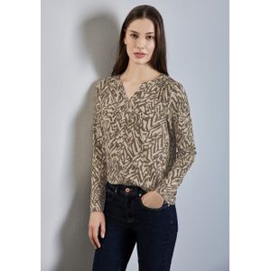 Street One Dames Bedrukt overhemd in Beige, in size: 34