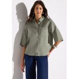 STREET ONE Linnen hemdblouse, Pale Mud Green, 36