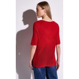 Gebreide Trui - Glory Red - Ronde Hals - Halve Armlengte - Patches