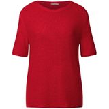 Gebreide Trui - Glory Red - Ronde Hals - Halve Armlengte - Patches