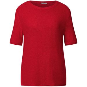 Gebreide Trui - Glory Red - Ronde Hals - Halve Armlengte - Patches