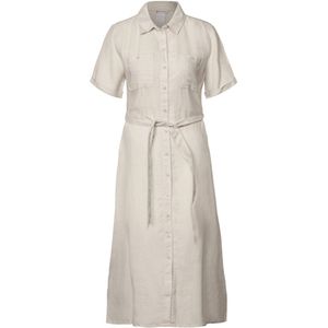Street One - Midi-Jurk - Lichte Linnen Kwaliteit - Zijdelingse Splitten - Overhemdkraag
