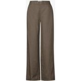 Street One Dames Wide Legs linnen broek in Bruin, in size: 32