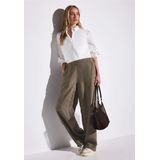 Street One Dames Wide Legs linnen broek in Bruin, in size: 32