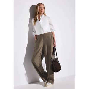 Street One Dames Wide Legs linnen broek in Bruin, in size: 32