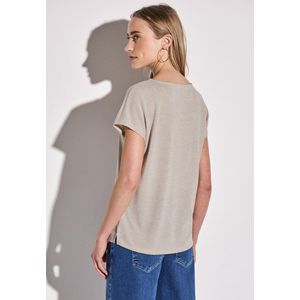 Street One Glanzend damesshirt met V-hals, Moonstone Sand, 36