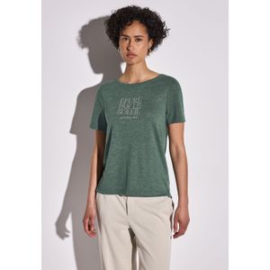 STREET ONE - T-shirt - Garden green - Met Tekst