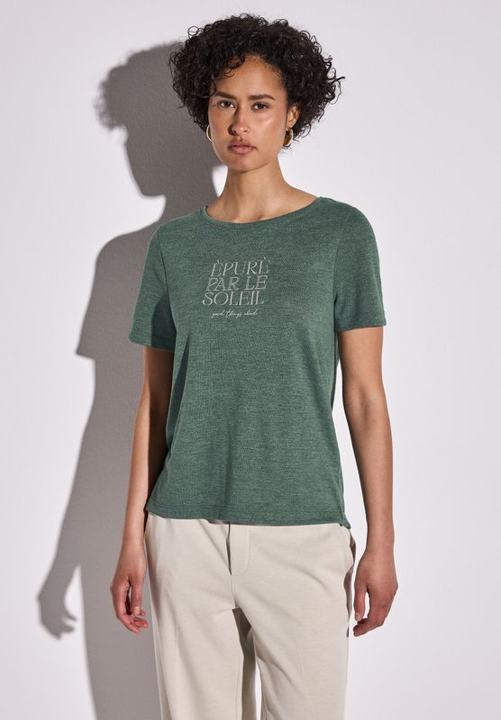 STREET ONE - T-shirt - Garden green - Met Tekst