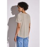 Street One - T-shirt - Moonstone sand - Met Tekst - Korte Mouwen