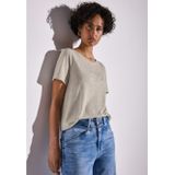 Street One - T-shirt - Moonstone sand - Met Tekst - Korte Mouwen