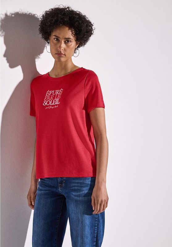 STREET ONE T-shirt - Glory Red - Korte Mouwen - Ronde Hals - Print