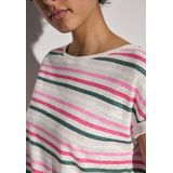 Street One - T-shirt - Streep - Ronde Hals - Casual Look - Comfortabele Mix van Materialen