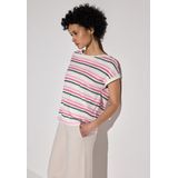 Street One - T-shirt - Streep - Ronde Hals - Casual Look - Comfortabele Mix van Materialen