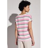 Street One - T-shirt - Streep - Ronde Hals - Casual Look - Comfortabele Mix van Materialen