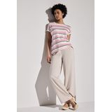 Street One - T-shirt - Streep - Ronde Hals - Casual Look - Comfortabele Mix van Materialen