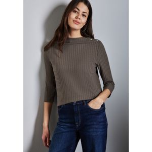 Street One - Dames Knitwear - Effen Bruin - Mix van Elasthaan, Polyester en Viscose