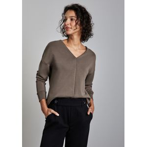 Street One Dames Silk-Look Shirt, Muddy Brown, 34