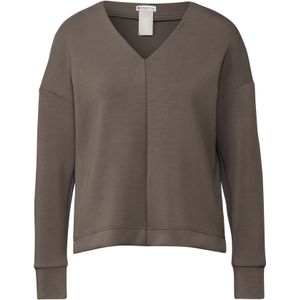 Street One Dames Silk-Look Shirt, Muddy Brown, 34