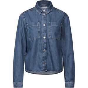 Blouse - Effen - Denim - Lange Mouw - Normale Pasvorm
