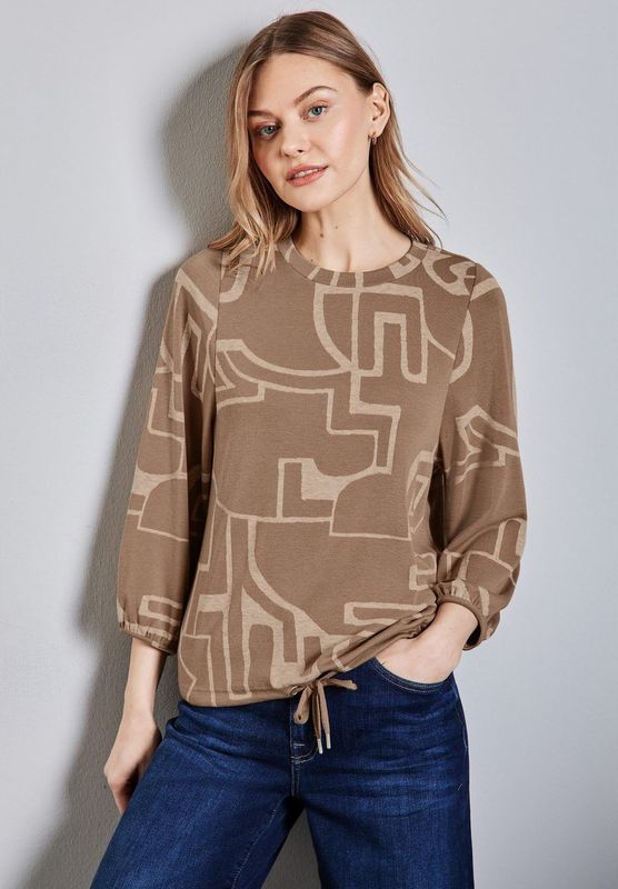 Behaaglijk shirt met print, Sheer Beige, 34