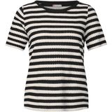 Street One Dames Gestreept shirt met gebreide look in Beige, in size: 36