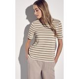 Street One Dames Gestreept shirt met gebreide look in Beige, in size: 36