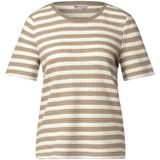 Street One Dames Gestreept shirt met gebreide look in Beige, in size: 36