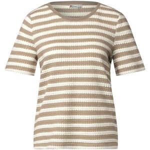 Street One Dames Gestreept shirt met gebreide look in Beige, in size: 36