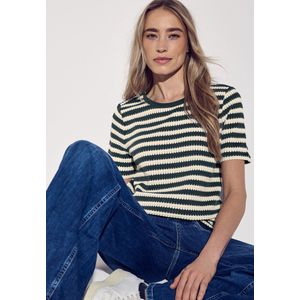 Shirt - Korte Mouwen - Ronde Hals - Strepenpatroon - Zachte Katoenmix