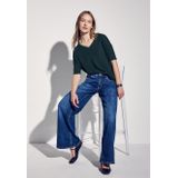 Street One - T-shirt - Hunter Green - Dames - Gebreide Look