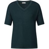 Street One - T-shirt - Hunter Green - Dames - Gebreide Look