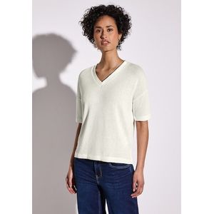 STREET ONE T-Shirt, im Strick-Look mit V-Ausschnitt