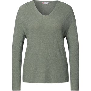 Street One - Gebreide Trui - Glitterdetails - V-hals - Katoenmix