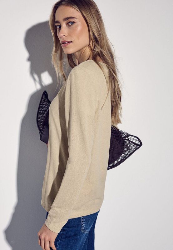 Cotton Beige - Sweatvest - Lange Mouwen - Regular Fit - Brei-Look